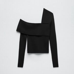 Zara Off-Shoulder Black Sweater